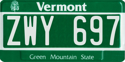 VT license plate ZWY697