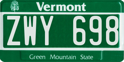 VT license plate ZWY698