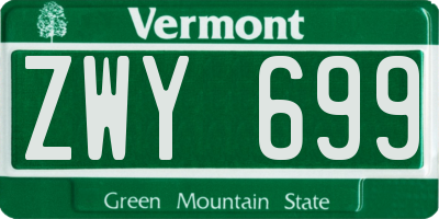 VT license plate ZWY699