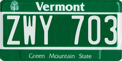 VT license plate ZWY703