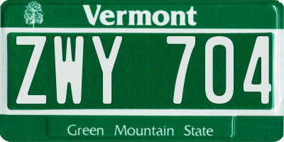 VT license plate ZWY704