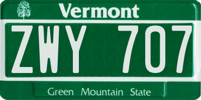 VT license plate ZWY707