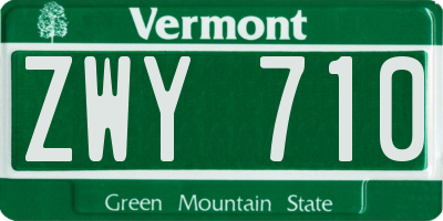 VT license plate ZWY710