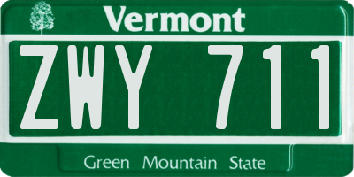 VT license plate ZWY711