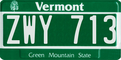 VT license plate ZWY713