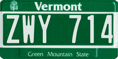 VT license plate ZWY714
