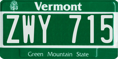 VT license plate ZWY715