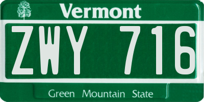 VT license plate ZWY716