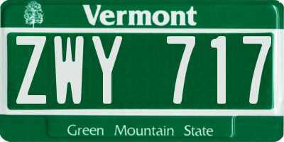 VT license plate ZWY717