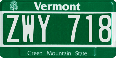 VT license plate ZWY718
