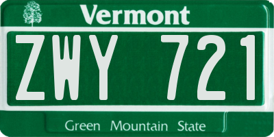 VT license plate ZWY721