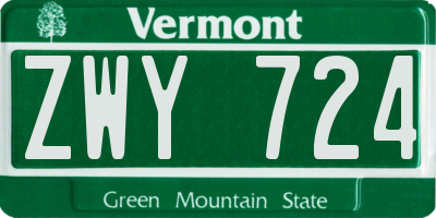 VT license plate ZWY724