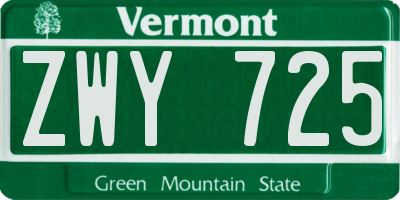 VT license plate ZWY725