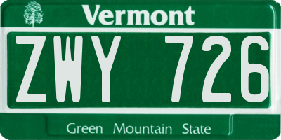 VT license plate ZWY726