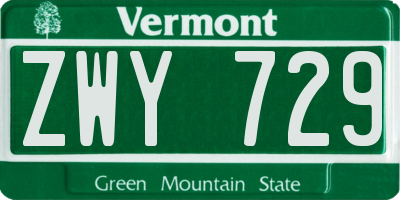 VT license plate ZWY729