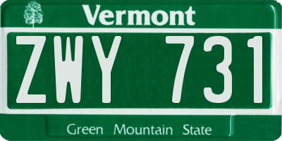 VT license plate ZWY731