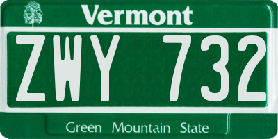 VT license plate ZWY732