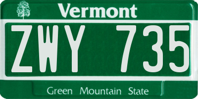 VT license plate ZWY735