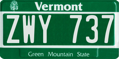 VT license plate ZWY737