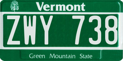 VT license plate ZWY738