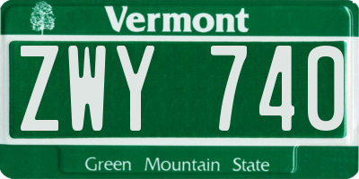 VT license plate ZWY740