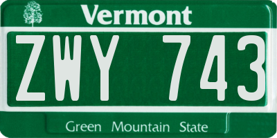 VT license plate ZWY743