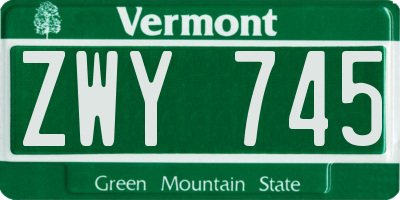 VT license plate ZWY745