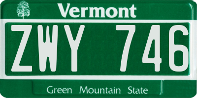 VT license plate ZWY746