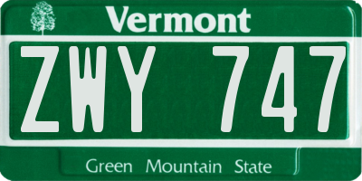 VT license plate ZWY747