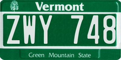 VT license plate ZWY748