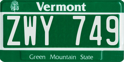 VT license plate ZWY749