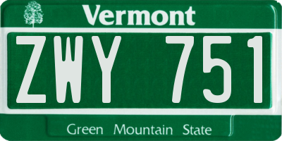 VT license plate ZWY751