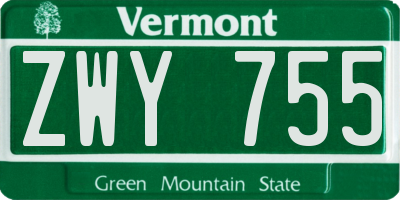 VT license plate ZWY755