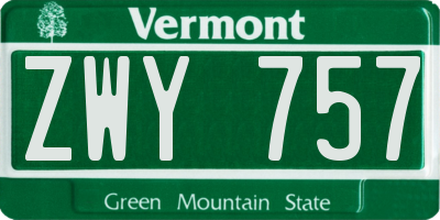 VT license plate ZWY757