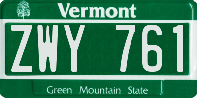 VT license plate ZWY761