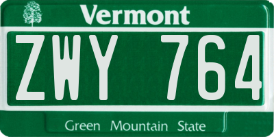 VT license plate ZWY764