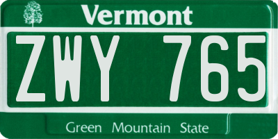 VT license plate ZWY765