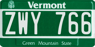 VT license plate ZWY766