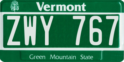VT license plate ZWY767