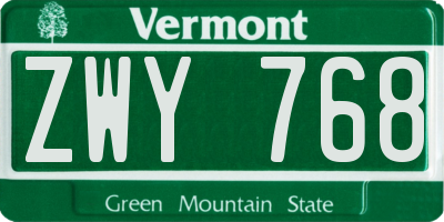VT license plate ZWY768