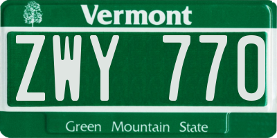 VT license plate ZWY770