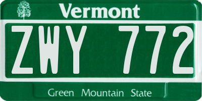 VT license plate ZWY772