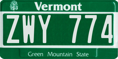 VT license plate ZWY774