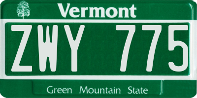 VT license plate ZWY775
