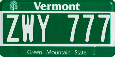 VT license plate ZWY777