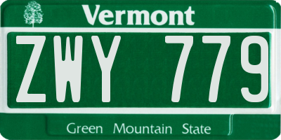 VT license plate ZWY779