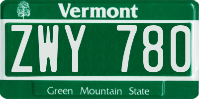VT license plate ZWY780
