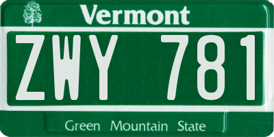 VT license plate ZWY781