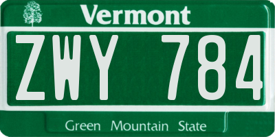 VT license plate ZWY784