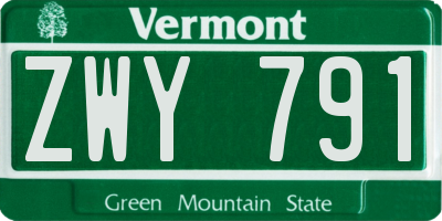VT license plate ZWY791